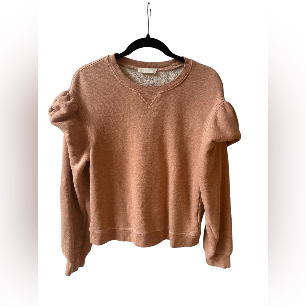 ULLA JOHNSON Philo Puff Sleeve Crewneck Pullover Sweatshirt, Blush Pink - Size M